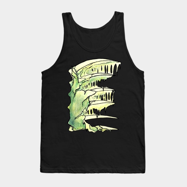 Dramabite Zombie E Letter Initial Typography Text Character Statement Tank Top by dramabite